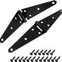 Hordion 2Pcs Strap Hinge Shed Door Hinges, 6 Inch Heavy Duty Gate Hinges Black Tee Hinge with Screws for Fence Wood Gate Cabinet Door
