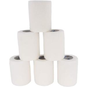 Self Adhesive Wrap Cohesive Wrap Bandages 6 Count 3" x 5 Yards, Medical Tape, Adhesive Flexible Breathable First Aid Non Woven Rolls, Stretch Athletic, Ankle Sprains & Swelling, Sports (White)