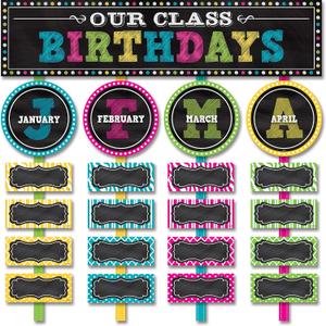 2 x Teacher Created Resources Chalkboard Brights Our Class Birthdays Mini Bulletin Board (TCR5506), 21" x 5"