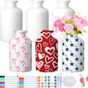 Singhoow 6 Set Paint Your Own Porcelain Vases Paint Vase Project White Ceramic Vases Painting Kit for Adults Porcelain Vase Decorating Kit with Art Supplies DIY Craft(Bright)