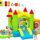 FBSPORT Inflatable Bounce House with Slide for Kids, Blow up Bouncy House Bouncer Castle with Ball Pit, Jumping and Soccer Area, Sandbag Toss, Ball Shooting, Basketball Hoop for Indoor Outdoor