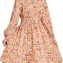 GRACE KARIN Girls' Spring Long Sleeve Dresses Kids Floral Winter Formal Dress Girl Casual Fancy Midi Clothes Size 12, Black Flower