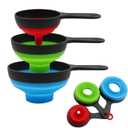 KongNai Canning Funnel for Wide and Regular JarsWide Mouth Funnels Sets of 3, Large for Mason Jar, Food Grade Collapsible Silicone Kitchen Accessories for Transfer Jam, Juice, Spices and Oil