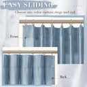 Blue Linen Pleated Curtains 108 Inch Long for Living Room Bedroom 2 Panel Light Filtering Privacy Semi Sheer Window Curtain Modern Farmhouse Coastal Decor Back Tab Clip Rings Drape for Large Window