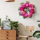WELL KNOWN Wreaths for Front Door, 22" Spring Flower Wreath, Silk Peony Wreath as Porch Decor, Pink Artificial Flower Wall Hanging Home Party Wedding Shop Hotel Office Fire Place Seasonal Decor & Gift