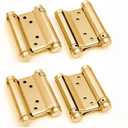 2 Pairs (4Pcs) of 3" Stainless Steel Cafe Saloon Door Swing Self Closing Double Action Spring Hinge Brass w/Screws