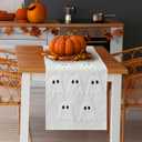 2 x Halloween Ghost Table Runner for Guest Bedroom One End Patterned Halloween Dresser Scarf Spooky Ghost Adjustable Table Runner 3D Embroidered Tabletop Decoration for Holiday, 14 x 90 Inch