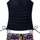 Girls Halterneck Drawstring Tankini Padded Swimsuit 2 Piece 9-16Y