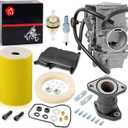 Carburetor Carb and Air Filter Foam Intake Manifold Compatible with YAMAHA 1987-1998 Big Bear 350 1987-1995 Moto 4 YFM350ER 1996-1998 Kodiak 400