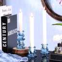 12pcs Blue Candlestick Holders, Blue Glass Candle Holders for Pillar Candles, Taper Candle and Tealight Candles, Taper Candle Holders for Wedding, Table Centerpiece