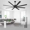 Minislak 72 Inch Ceiling Fan No Light with Remote,8 Aluminum Blades,Industrial DC Motor Quiet Operation,6 Speeds,Large Indoor Outdoor Ceiling Fan for Garage,Patio,Living Room(Black) (Charcoal tone)