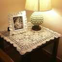 Cotton Handmade Crochet lace Table Runners Square Tablecloth Doilies Doily Table Dresser Scarf Dcor,19 inch,Beige