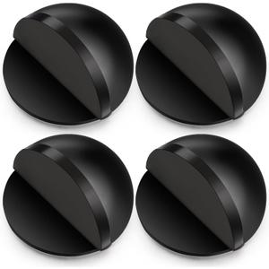 4 Pcs Self Adhesive Door Stoppers, Stainless Steel Floor Door Stop Wall Protector, Half Dome Floor Gate Stopper for Living Room, Bedroom, Bathroom, Office (Black)