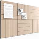 Bumusty Large Cork Board Alternative-36 x 24" Felt Bulletin Board Tiles, with 30 Pushpins, 40 Adhesive Tabs, 6-Pack Slat Wall Paneling, Cork Boards for Office Push Pin Board Felt Board-Taupe