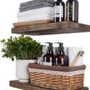 BGMG Wood Floating Shelves for wall 18 inch, Distressed Rustic Wooden Wall Mount Shelves for Bathroom Living Room Bedroom Kitchen Farmhouse Set of 2-18x6.7x1.25 inch-Distressed Walnut