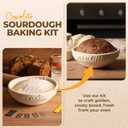 BAKERIA 9" Round Banneton Bread Proofing Basket Set with Starter Jar, Linen Liner, Bread Lame, Dough & Bench Scraper, Bread Whisk  Complete Artisan Sourdough Baking Kit