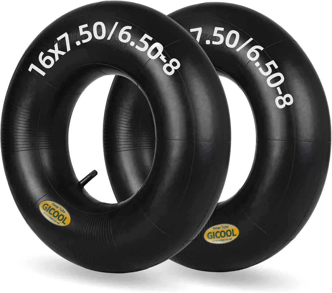 GICOOL 16x6.50-8, 16x7.50-8 Inner Tube, 2 Pack with TR-13 Valve Stem, Heavy Duty, for Mower Tractor Golf Cart Garden Trailer and More