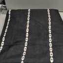 Boho Farmhouse No Hook Shower Curtain Set with Snap-in Fabric Liner,Heavy-Duty Linen Textured Rustic Striped Design,Water-Repellent with Tassels and Sheer Window,Black,71x74