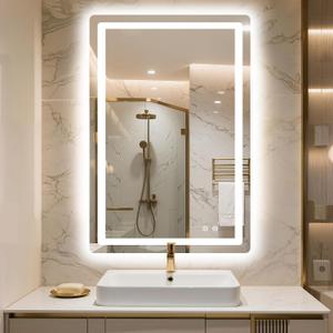 AMOISE LED Bathroom Vanity Mirror with Light, 30"x20" Led Bathroom Vanity Mirror with Light for Wall, Anti-Fog, Dimmable 3 Colors, Memory Function, Backlit and Front Lit, Plug-in/Hardwired