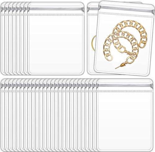 GSXRB Square PVC Bracelet Organizer Bag Clear Zipper Bags Anti Oxidizing Earrings Storage Bags for Storage Jewelry Packing Bags(5.9 * 5.9IN)