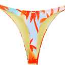 RELLECIGA Women's Adjustable High Cut Thong Bikini Bottom (Medium, Orange Coconut Tree)