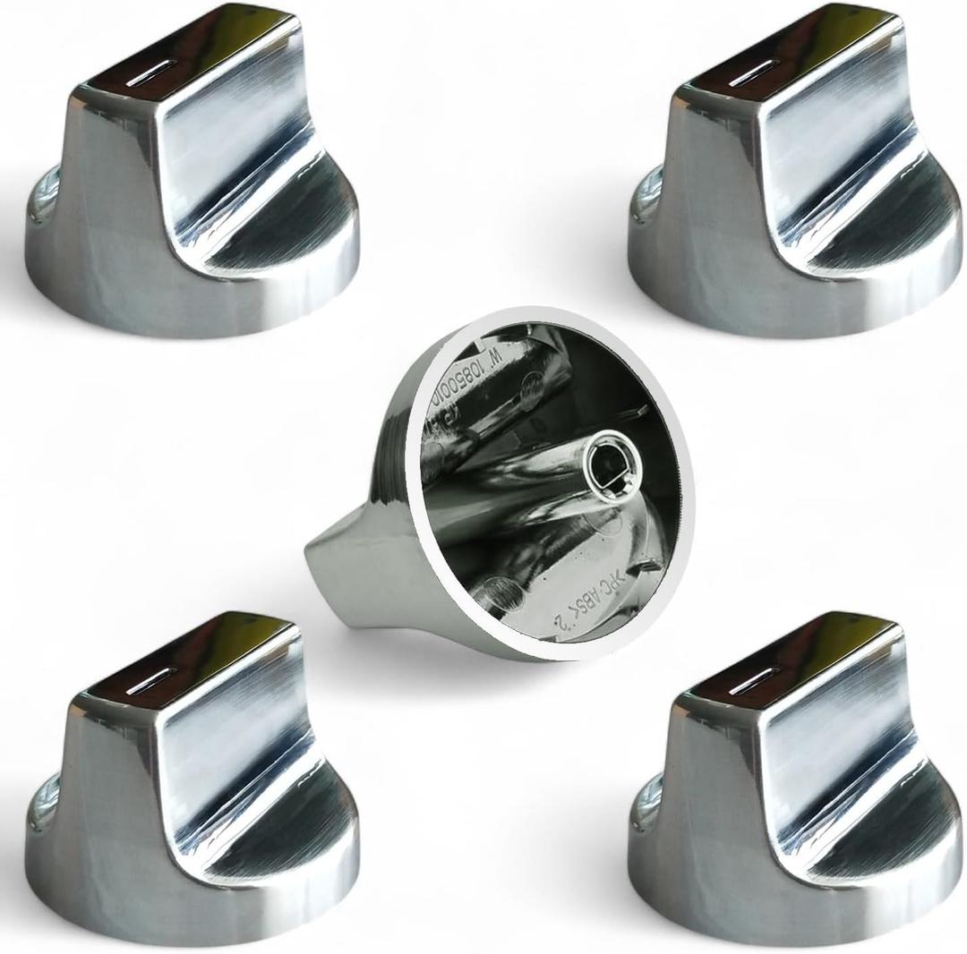 Upgraded (5Pcs) W11366438 Gas Stove Knobs Replacements for Whirlpool WCG55US0HS00/WCG55US6HS00/ WCG77US0HS00 Gas Ranges Oven Burner Cooktop Control Knobs, Replace Part W11084623/W11505414 /KIP 5T08