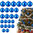 Knitgrip 15 Pcs Glass Christmas Ball Ornament 3 Size Glass Ball Ornament 3.15" 2.36" 1.57" Mirror Christmas Hanging Decor for Xmas Tree Holiday Decoration(Dark Blue)