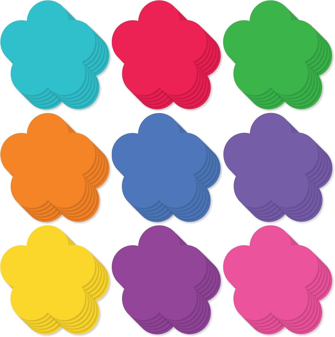 Paper Flower Cutouts 108pcs | Cut Out Shapes for Bulletin Board, Classroom, Decorations, Crafts. 3" x 3"