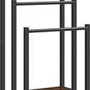 HOOBRO Free Standing Towel Rack, 3 Tier Blanket Rack, Blanket Holder for Bathroom, 16.9" L x 11" W x 31.9" H, Industrial Metal Drying and Display Rack with Shelf, Rustic Brown and Black BF03LB01