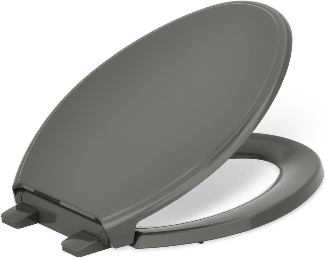 KOHLER 4733-RL-58 Glenbury ReadyLatch Quiet Close Elongated Toilet Seat, Soft Close Toilet Seats, Thunder Grey
