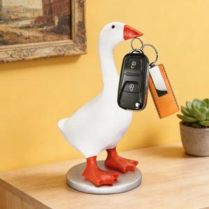 Magnetic Desk Goose Key Holder, 7.28 in Funny Home Desktop Decor Cute Goose Resin Statue Office Table Decor Housewarming Gifts for Mother Women and Men 1 Pack