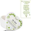 Funtery First Communion Gifts for Girls Ceramic Jewelry Keepsake Box with a Pray Card 1st Holy Communion Gifts for Girls Boys(Heart,Green)