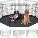 Pet Playpen Dog Pen Foldable Dog Exercise Fence 8 Panels 30 Inch Kennels Pet Playpen Options Ideal for Pet Medium Animals Outdoor Indoor (Playpen with Bottom Pad)