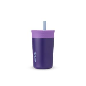 Owala Kids Insulation Stainless Steel Tumbler with Spill Resistant Flexible Straw, Easy to Clean, Kids Water Bottle, Great for Travel, Dishwasher Safe, 12 Oz, Purple (Peacock Palace)