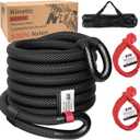 NTR 1-1/8" x 30' Kinetic Recovery Tow Rope (37,480lbs), with 2 UHMWPE Soft Shackles (40,980lbs), Heavy-Duty Offroad Snatch Strap, Vehicle Recovery kit for Jeep car Truck ATV UTV SUV, Black