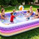 SULIFEEL Inflatable Rainbow Swimming Pool for Kids and Adults118"69"25" Oversized Outdoor Family Pool, Designed for for Backyard Garden Summer Water Party