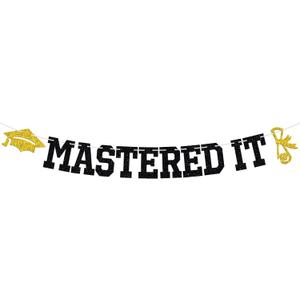 Mastered It Banner, Happy Master's Degree, Phd/MBA/MSW Graduate, 2025 Master Degree Survivor Graduation Party Decoration Supplies