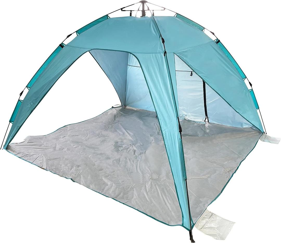Bliss Hammocks BHT-A39-BT Pop-Up Beach Tent w/Carry Bag for Easy Travel, Sun Protection & Wind Resistant, Waterproof, Lightweight, Durable, Light Blue and Teal