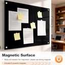 Black Dry Erase Board, 36" x 24" (3' x 2') Magnetic Large Black Glass Board Frameless Wall Mounted Glass Whiteboard for Office, School & Home with 1 Acrylic Pen Tray & 6 Strong Magnets