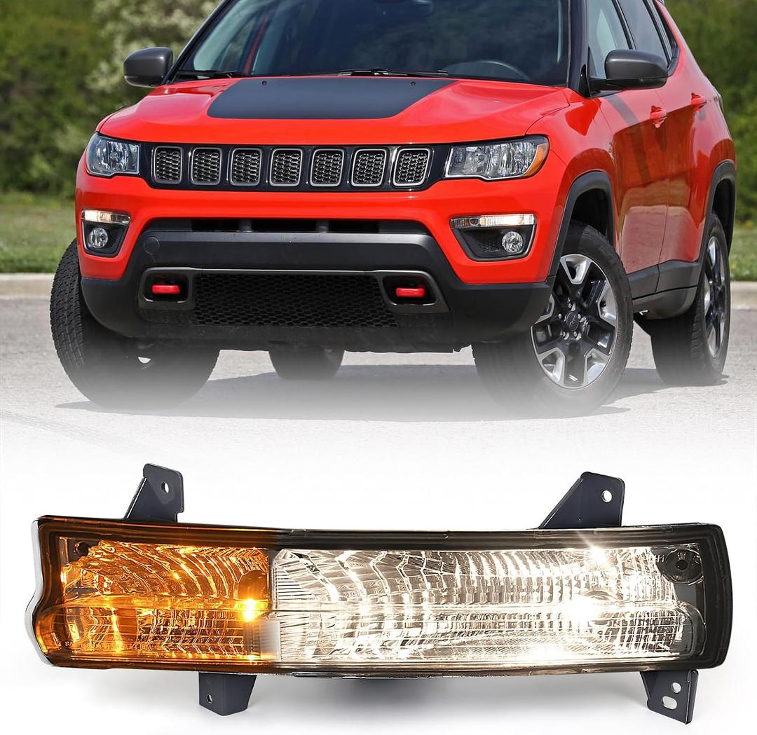 Huray Left Turn Signal Light for Jeep Compass 2017-2021 Daytime Running Light Parking Lamp OE Replacement Assembly 55112720AB (Driver Side)