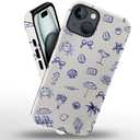 Compatible with iPhone 14 Plus,Anti-Scratch Frosted Case Cover,Blue Coastal Food Sea Summer