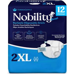 2XL Adult Diapers for Women and Men - 12 Bariatric Disposable Briefs with Tabs and Stretchable Side Panels - Breathable with Maximum Absorbency
