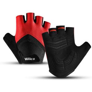 Fingerless Cycling Gloves for Men Women, Bike Gloves for Men Bicycle Accessories, Guantes para Bicicleta Hombre Guantes Ciclismo Hombre (X-Large, Red)