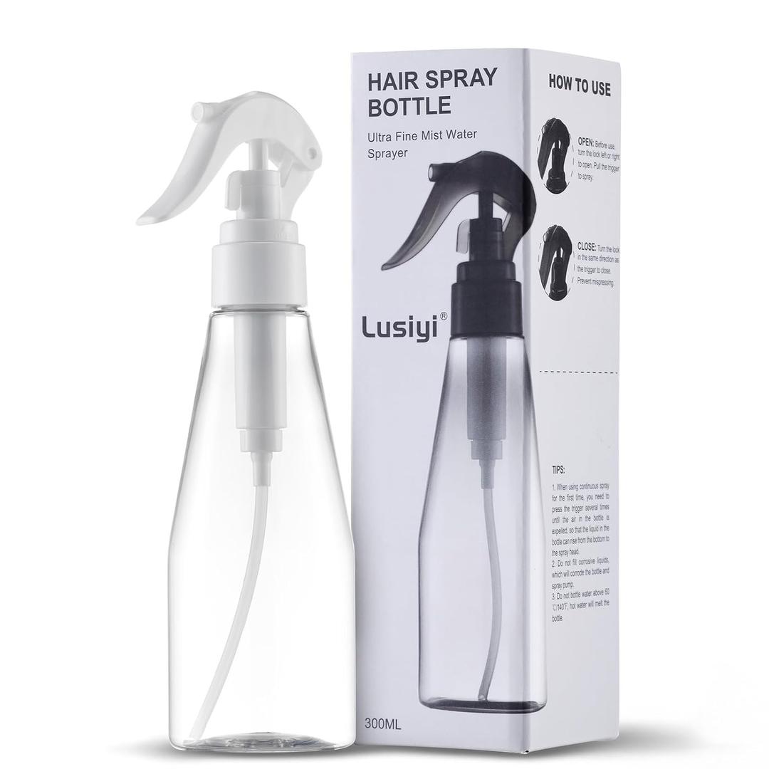 2 x 10 oz Continuous Spray Bottle for Hair, Ultra-Fine Water Spray Bottle for Cleaning, Plants, Pets (Plastic, White, 300ml)