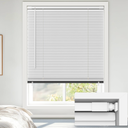 LazBlinds No Drill Blackout Vinyl Mini Blinds, White 31"x64" | No tools needed. Child-safe cordless lift. 100% blackout for total privacy. Durable, easy clean.