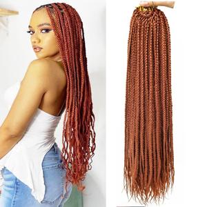 Box Braids Crochet Hair 22Inch 6Packs Crochet Hair Pre-looped Synthetic Ginger Crochet Box Braids for Black Women (350#, 22inch)