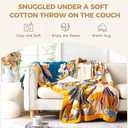 LUTBM Boho Throw Blanket 100% Cotton Soft Bed Throw Twin Lightweight Blanket Floral Bird and Butterfly Room Decor Breathable Bed Blankets,60"x80" All Season Reversible Blankets for Sofa Couch Chair