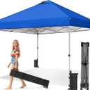 OLIXIS 10x10ft Pop Up Canopy Tent, Heavy Duty 1-Person One Push Setup, Portable Outdoor Shelter for Beach, Events, Camping Includes Rolling Carry Bag, Blue