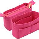 LEXSION Organizer,Bag Organizer,Insert purse organizer with 2 packs in one set fit NeoNoe No Series perfectly Rosy (Medium)