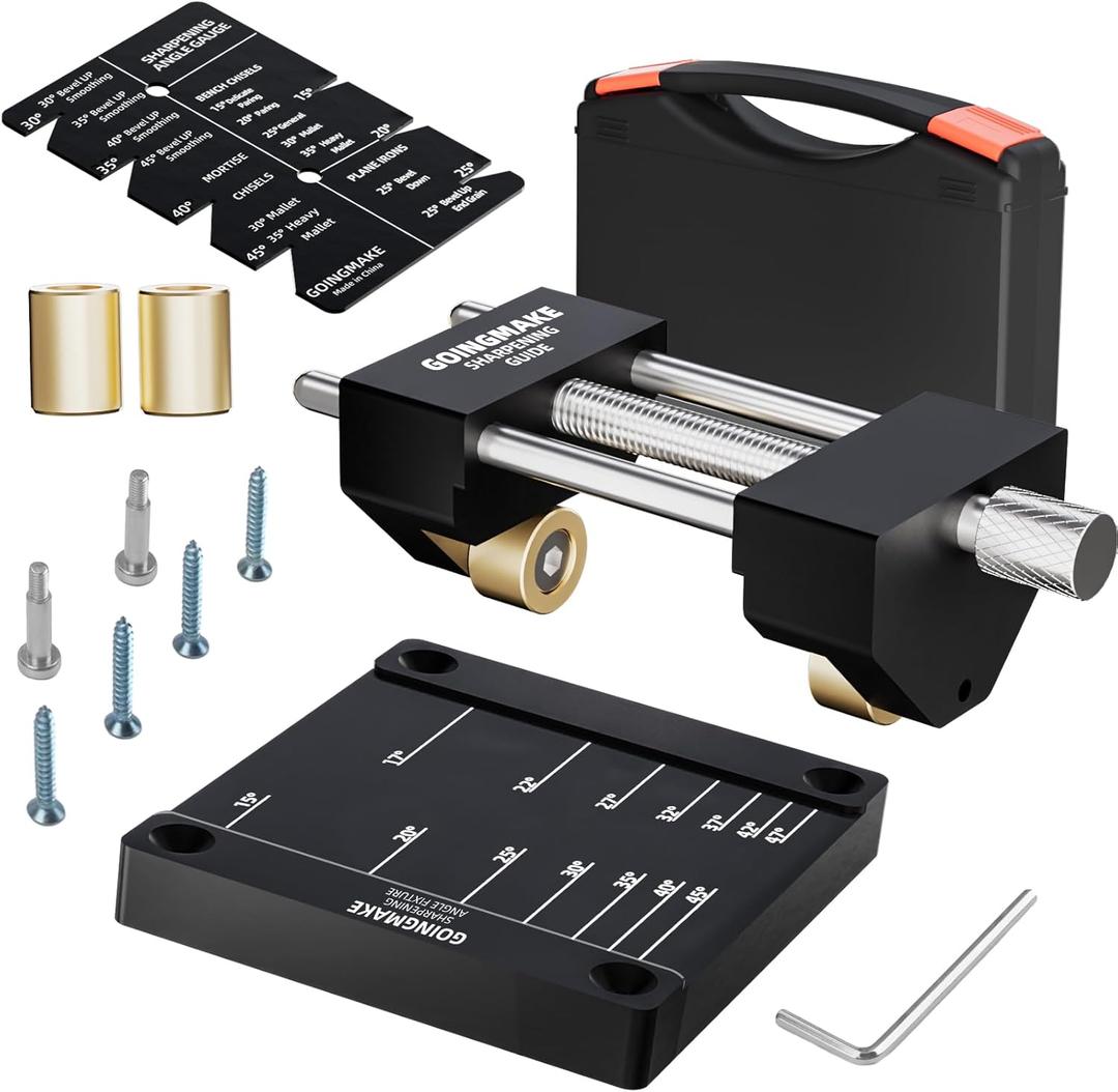 Honing Guide System Chisel Sharpening Kit for Woodworking Chisels and Planes 5/32" to 3" Chisel Sharpener Sharpening Holder Guide with Sharpening Angle Fixture, Angle Gauge and Storage Case (Black)